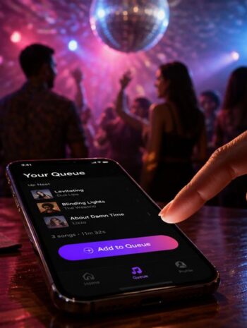 kontrolowanie współdzielonej kolejki muzyki na imprezie
