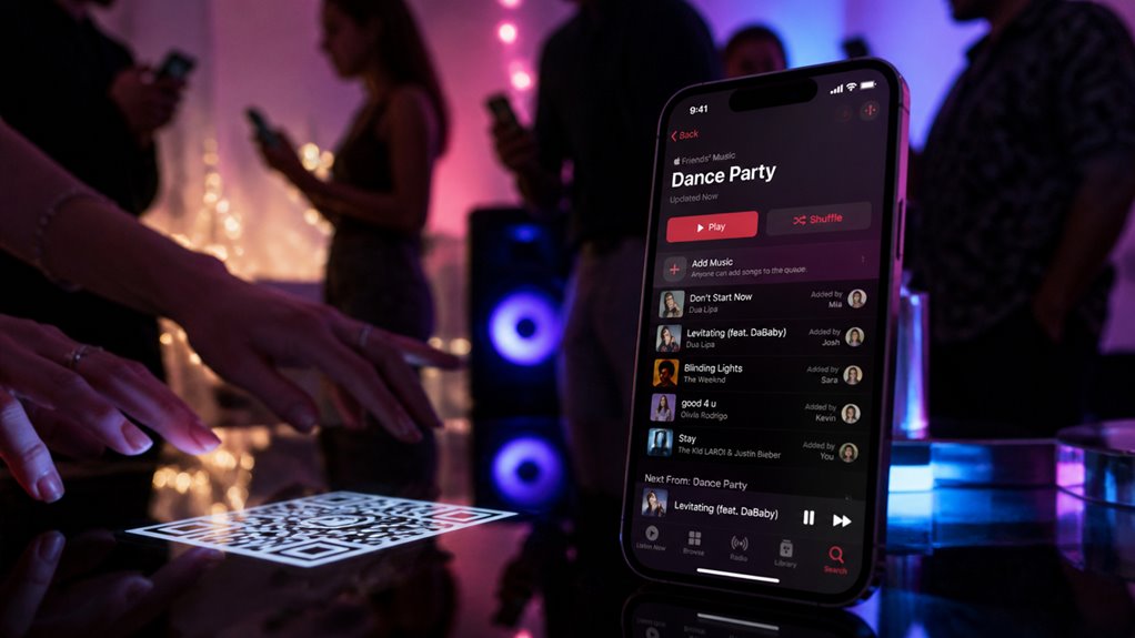 hostowanie wspólnej kontroli kolejki Apple Music